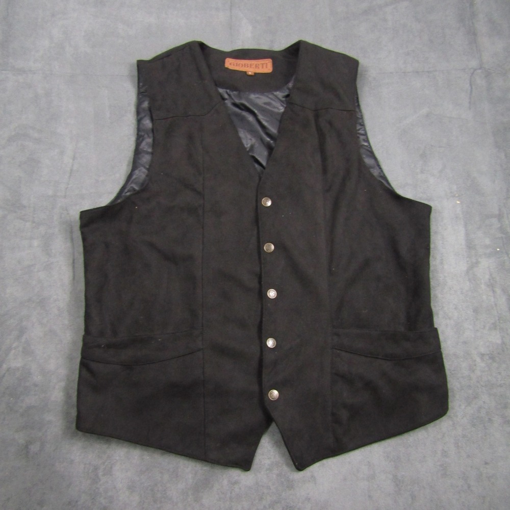 Gioberti Vest Mens Large Black Faux Suede Button Front Western Waistcoat VS-95S